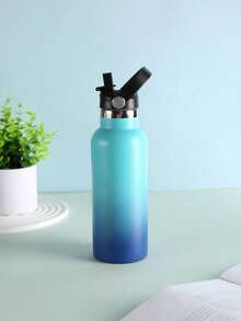 1 pieza Botella de soda de acero inoxidable aislada al vacío de 600ML, botella de agua deportiva portátil y de moda con exterior pintado con cielo estrellado degradado, adecuada para exteriores, tiendas, centros comerciales, hogar, viajes, cocina, incluye cepillo para taza - Multicolor - Ver 11