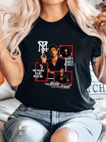 180g Pure Cotton  Gangster Movie Men's T-Shirt Storyboard Plot Movie Quotes Money Power Fashion Versatile Designer Clothes Casual Print Round Neck Short Sleeve Comfortable Top For Everyday Wear Soft Homme Graphic Stretched Streetwear Slightly Stylish Breathable Summer For Women Unisex.