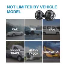 The Car Fan Is Suitable For The Rear Seat. It Is A Double - Headed USB Car Seat Fan With 3 - Speed Strong Wind And A 360° Rotatable Car Rear Headrest Fan. It Is An Air - Circulating Car Fan With An Adjustable Clip, Suitable For All Models.