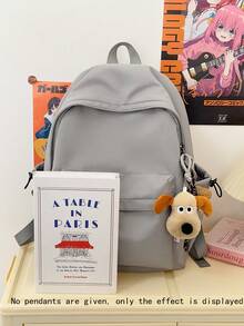 简约纯色大容量背包，耐用尼龙材质，适合高中生和大学生，无吊坠，休闲电脑包