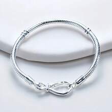 New Design Infinity Symbol & Snake Bone Bracelet, Suitable For 925 Sterling Silver DIY Bangle, Fashionable & Elegant Jewelry For Women, Birthday & Wedding