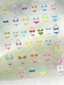 1 件性感夏日绳索风格美甲贴纸，美甲沙龙和日常 DIY 美甲装饰，款式 1 - 彩色 - 查看 3