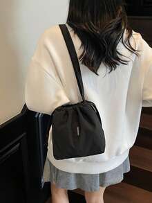 Fashionable Casual Versatile Drawstring Oxford Cloth Bucket Bag, Small Niche Literary Style Crossbody Bag, Phone Bag, Shoulder Bag For Women - Multicolor - View 2