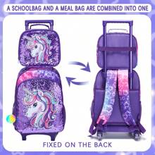 4件套女童拉杆背包，儿童亮片独角兽背包，手提包，户外包，铅笔盒，最佳返校礼物
