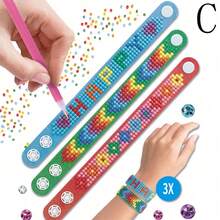 2/3pcs Creative DIY Diamond Painting Bracelets, Dotted Diamond Wristbands, Children EVA Handmade Diamond Stickers, Handmade DIY Snap Bracelets, Educational Toy Set, Perfect Gift For Girls - Gift, Christmas Gift, Holiday/Birthday Gift, Gift, Toy - Multicolor - View 7