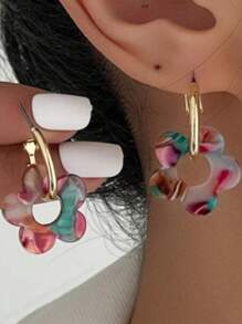 1 Pair Fashionable & Cute Acrylic Multicolor Tassel Dangle Earrings, Suitable For Women, Great For Dates, Parties, And Gifts