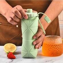 1个装600ML硅胶折叠水杯耐高温无味便携式伸缩水杯运动水壶旅行轻便
