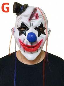 1 件小丑恐怖服装动漫角色扮演面具、节日派对恶作剧道具、微笑小丑恶魔面具、新款小丑迷你面具头饰、化妆舞会万圣节恐怖道具 - 彩色 - 查看 14