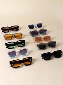 1 pieza/2 piezas/3 piezas/10 piezas Gafas con marco cuadrado grueso, gafas de moda rectangulares gruesas unisex para fotografía callejera, bares, clubes, festivales de música, decorativas, adecuadas para todos los tipos de rostro