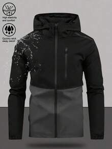 1pc Men Boyfriend Style Sporty Windbreaker Jacket, Contrast Color For Spring/Autumn Running, Exercising, Outdoor, Cycling, Hiking - Grey - View 1