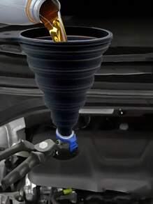 1pc Car Engine Oil Funnel, Car Universal Silicone Liquid Funnel, Foldable Portable Car Oil Change Funnel, Telescopic Long Neck Liquid Funnel