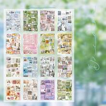 30pcs Cutting Sticker Book, Memory Crease, Retro Style Creative Student Scrapbooking DIY Decorative Stickers, Suitable For Student Diary Sticker Decoration - Multicolor - View 13