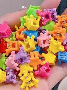 50/100 piezas Pinzas de pelo mini para niñas, surtido de pinzas de pelo de resina lindas y de moda, de unicolor y con patrón geométrico, accesorios de peinado casual diario, colores de caramelo, adecuados para trenzar y peinar, decoración de vuelta al colegio, regalos de cumpleaños y festividades