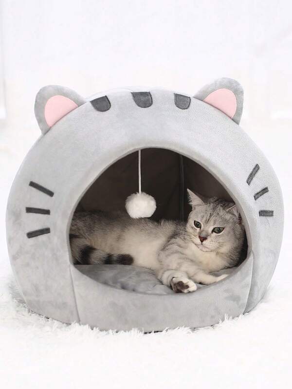 1pc Cozy Cat Nest, Cute Cat House, Semi-Enclosed Cat Bed, Comfortable Sleeping Mat, Suitable For Small/Medium/Large Cats, All Seasons
