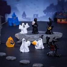 9 Stücke neue Halloween Sensenmann & Geist Figuren, Miniatur Landschaft DIY Dekor Accessoires, kleine Tisch- & Auto-Ornamente