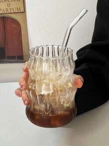 1pc 500ml Glass Coffee Cup, Available For Home Use, Drink Beverage Milk Tea Cup, Suitable For Hot/Cold Drinks, Transparent , Perfect For Coffee, Tea, Milk, Juice Espresso, Birthday Gift, Household Goods,