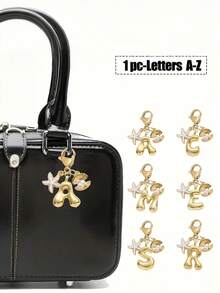 1 Stück A-Z Buchstaben Gold Bubble Buchstabe süßer Anhänger Schlüsselanhänger, Muschel- und Seestern-Accessoires, Schlüsselanhänger, Ringtasche, Rucksack-Anhänger, Auto-Anhänger, perfekt für Urlaub, Einkaufen, Strand, Camping, Geldbörse und Handtaschen-Accessoires. Geeignet als Geschenk für Frauen, Freunde, Klassenkameraden, Dekorationen, modisches kreatives Design Geburtstagsgeschenk, Sommer-Taschenbaumeln, modisches Accessoire für Damen, langanhaltend Metallschlüsselring, ästhetisches Geschenkidee, neuartiger Schlüsselanhänger, Rückkehr zur Schule Auto-Accessoires Goth Y2k' - Verschiedenfarbig - Übersicht 2