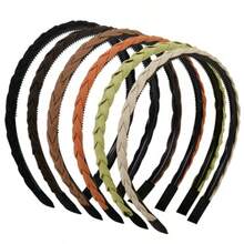 D6 Packs Braided Headbands For Women Girls 1cm Thin Flexible Headband With Teeth Comb Non Slip Fashion Head Band Hairbands Hair Accories5001 - 彩色 - 查看 1