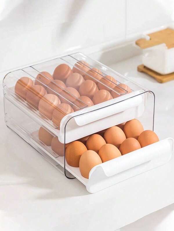 1 pieza Caja de almacenamiento de huevos, Soporte para huevos estilo cajón de refrigerador, Organizador de huevos, Preserva la frescura