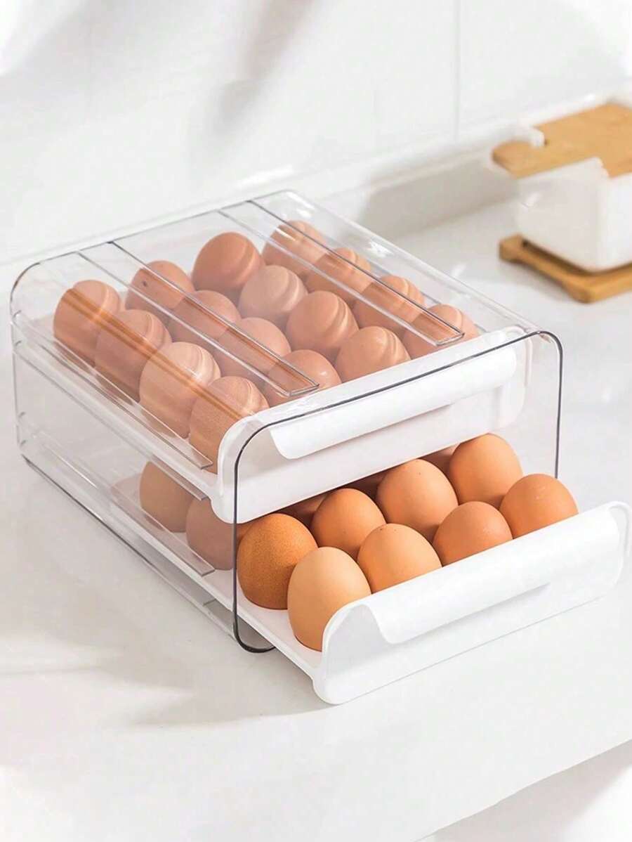 1 件鸡蛋收纳盒，冰箱抽屉式鸡蛋架，鸡蛋收纳盒，保鲜