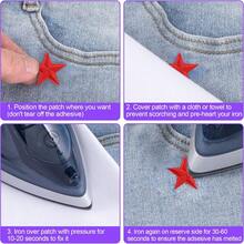 10/20/30/50/80 件五角星刺绣熨烫补丁缝纫/熨烫贴花补丁布艺配饰适用于服装、夹克、帽子、书籍、包包 - DIY 刺绣布贴，男女皆宜 - 黑色 - 查看 4