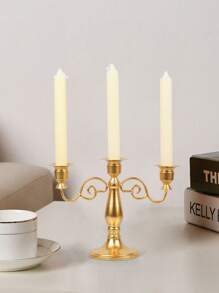 1 Peça/Conjunto Decoração de Mesa de Estilo Boêmio de Liga de Zinco, Castiçal Ornamental de 5 Velas, Dourado, Atmosfera Europeia de Clube Doméstico, Sala de Estar, Feriado, Atmosfera Romântica, Enfeite de Soquete de Vela, Decoração Romântica de Casamento e Aniversário