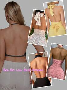 Women'S Elegant Backless Push-Up Bra - U-Shaped X-Back Design With Removable Adjustable Straps, Seamless Nylon Lingerie, High Support & No Underwire, Hand Washable For Backless Dresses & Evening Wear, Backless Dress Accessory, Backless Dress Lingerie, Backless Fashion, Sleek Design - 黑色 - 查看 5