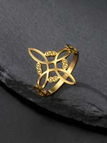 TEAMER 1pc Stainless Steel Witch Knot Ring, Minimalist & Fashionable Unisex Band Ring, Commemorative Gift For Friends - Fashion Series - View 2