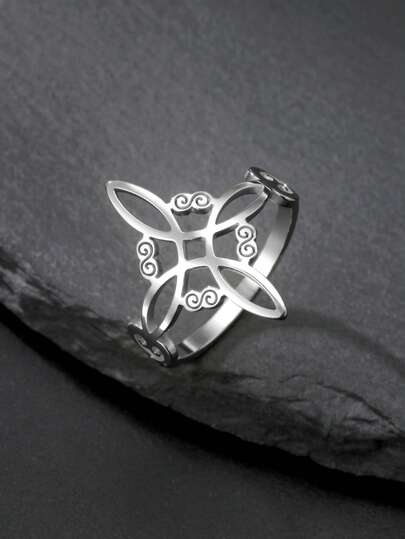 TEAMER 1pc Stainless Steel Witch Knot Ring, Minimalist & Fashionable Unisex Band Ring, Commemorative Gift For Friends