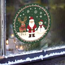 1 件圣诞老人、雪人、圣诞树窗贴、PVC 静电吸附贴花、圣诞节节日装饰、派对用品、适用于家庭和厨房窗户装饰、门窗玻璃贴花圣诞装饰品圣诞装饰圣诞装饰家居