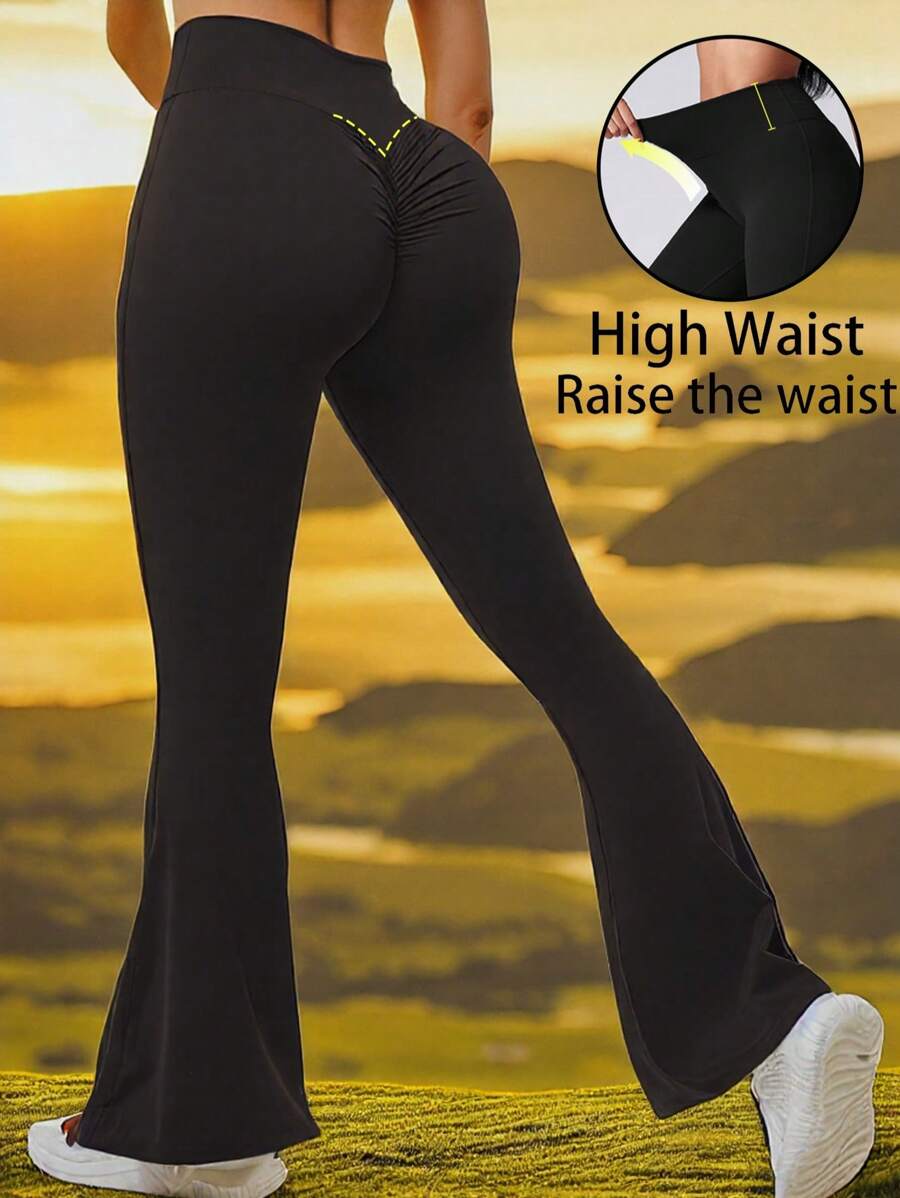 Women's High Waist Flare Leg Pants Legging Seamless Slim Yoga Wide Leg Pants Autumn Winter Clothes Women Pants Elastic Seamless Lift Butt Sports High Waist Pants Gym Wear Women Autumn Outfits ﻿