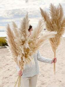 5/10/20pcs 22" Tall Natural Pampas Grass Dried Flower Bouquet, Wedding Table Party Farmhouse Boho Home Decor, Bridal Bridesmaid Vase DIY, Halloween Thanksgiving Fall Harvest Decor, Birthday Graduation Autumn Decoration - Multicolor - View 2