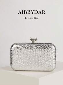 AIBBYDAR حقيبة مساء للنساء، فضي أنيق عالي الجودة من جلد اصطناعي بنسيج مُنسوج، حقيبة مساء بنمط جلد الأفعى أنيقة، محفظة محمولة، حقيبة كروس بسلسلة معدنية، مناسبة للزفاف والحفلات الراقية والمناسبات
