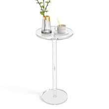 Transparent Acrylic Small Tea Table, Modern Minimalist Living Room Sofa Coffee Table, Bedroom Balcony Round Beverage Coffee Table
