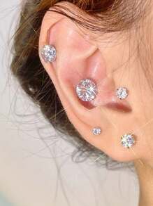 3 件时尚简约磁性耳钉，适合女性在任何场合佩戴