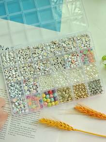 1 盒时尚简约亚克力白珍珠 4/6/8/10 毫米珍珠配件珠宝 DIY 手工套件适用于手链、珍珠项链、珠宝制作、装饰