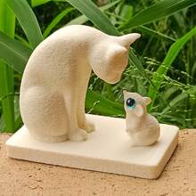 Sculpture en résine de chat blanc et de souris mignonne, cadeau de Noël, décoration d'Halloween, décoration de maison de style nordique créative, art gothique de collection, compagnon de méditation pour le hall d'entrée/salon, design bohème, décoration de jardin, figurine au thème de la récolte, ambiance côtière
