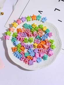 50/100 piezas Pinzas de pelo mini para niñas, surtido de pinzas de pelo de resina lindas y de moda, de unicolor y con patrón geométrico, accesorios de peinado casual diario, colores de caramelo, adecuados para trenzar y peinar, decoración de vuelta al colegio, regalos de cumpleaños y festividades