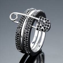 Chic Ring Multi Layer + Pin Design Paved Shining Zirconia Just Pick A Color U Prefer Match Daily Outfits Party Accessory
