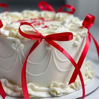 10 件红色/黑色/粉色优雅蝴蝶结蛋糕装饰，适用于母亲节、情人节、甜点装饰、丝带蛋糕装饰、周年纪念蛋糕装饰，适用于婚礼、派对、情人节、母亲节、纪念日、万圣节、圣诞节、生日