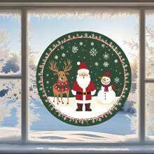 1 件圣诞老人、雪人、圣诞树窗贴、PVC 静电吸附贴花、圣诞节节日装饰、派对用品、适用于家庭和厨房窗户装饰、门窗玻璃贴花圣诞装饰品圣诞装饰圣诞装饰家居