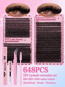 Set di ciglia finte individuali D-Curl da 160/648/680/720 pezzi, include colla, sigillante, pinzette, pennello, adatto ai principianti, libro delle ciglia con grande capacità, adatto per vari look di trucco, ciglia voluminose e soffici per valorizzare gli occhi, lunga durata, design segmentato per una facile applicazione, adatto per uso quotidiano, matrimoni, all'aperto, viaggi, feste in discoteca, festival musicali e altre occasioni, ottimo regalo per le donne