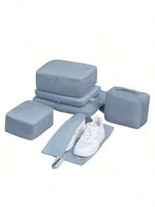 6 件套旅行收纳袋 - 轻质网眼拉链收纳袋，适用于行李箱、衣服、鞋子和化妆品 - 露营配件、行李袋、洗漱包、化妆品收纳袋、手提包、节日和返校必备品、女士旅行袋和洗漱包