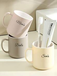 1pc Personalized Muted Color Minimalist Luxury Toothbrush Holder With Handle, Customized Couple/Student Dormitory Rinse Cup, Suitable For Home Daily Cleaning Supplies, Cold/Hot Water Cup, Back To School Dormitory Bathroom Supplies, Customized Toothbrush Rinse Cup - Multicolor - View 5