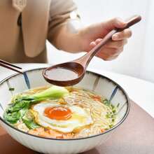 1pc Wooden Rice Spoon, Long Handle Wooden Spoon For Eating, Mixing, Noodles, Soup, Home Use