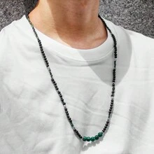 1 件男士复古做旧绿松石贝壳和宝石串珠项链，天然椰子冲浪者项链颈链礼物 - 彩色 - 查看 7