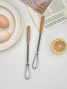 2 piezas/1 pieza Batidor de huevos de acero inoxidable, Batidor de crema de acero inoxidable pequeño para uso doméstico, Mezclador de mantequilla para cocina y restaurante