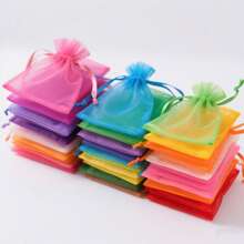 10/50/100pcs White Gift Packaging Bags, Colorful Organza Wedding Candy Bags, Christmas, Halloween Candy Bags, Various Festival Party Tableware Packaging Supplies, Holiday Outdoor Home Supplies, Storage Bags, Festival Wedding Party Gift Packaging Supplies, Festival Events And Party Gift Packaging Bags, Suitable For Various Festivals, Parties, Gatherings, Birthdays, Weddings