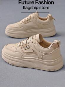 LISM 1 双女士休闲鞋，2025 年春夏新款欧美时尚，百搭运动轻便复古休闲运动鞋 - 卡其色 - 查看 1