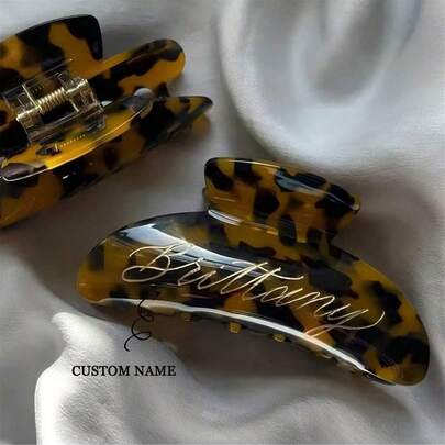 1pc Customized Hair Clip, Can Customize Hair Claw, Bridesmaid Hair Clip, Wedding Gift, Bridal Gift, Personalized Hair Clip, Can Customize Name, Bridal Hair Claw Clip, Durable, Colorful, Cute, Charming, Fun, Kawaii, Y2K Style, Fashionable, Unisex, Casual, Customized, Unique, Personalized, Ideal Gift For Him, Ideal Gift For Her, Boyfriend, Girlfriend, Family, Friends, Customized Hair Accessory, Forest Tone